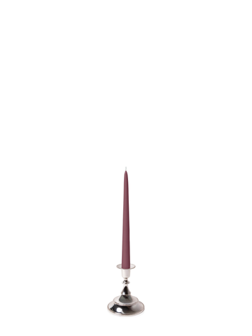 Burgundy 25cm Taper Candles with Small Antique Silver Juliette Candle Holders - Set of 12 Pack of 12