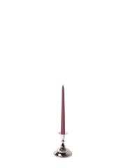 Burgundy 25cm Taper Candles with Small Antique Silver Juliette Candle Holders - Set of 12 Pack of 12