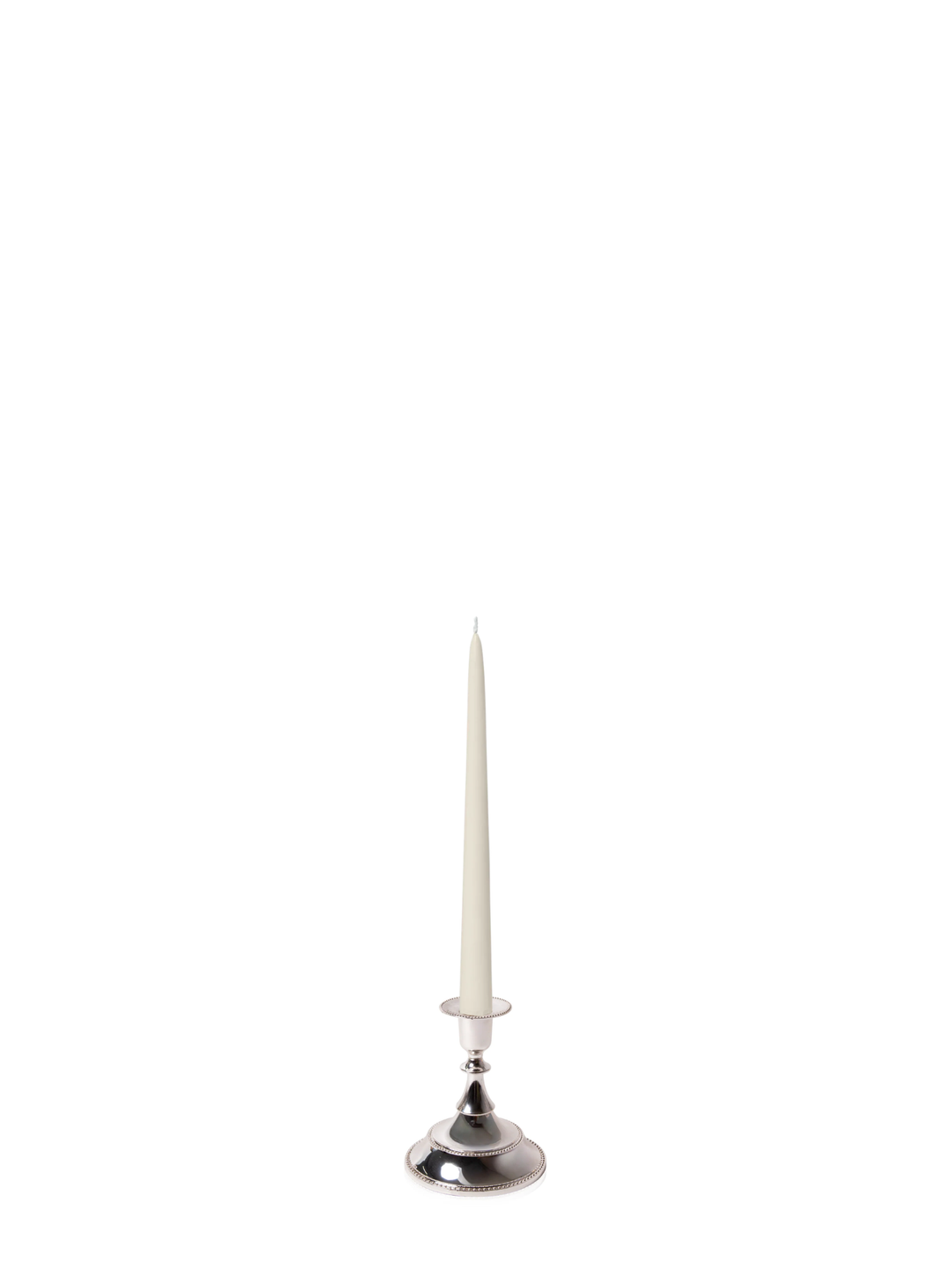 Ivory 25cm Taper Candles with Small Antique Silver Juliette Candle Holders - Set of 12 Pack of 12