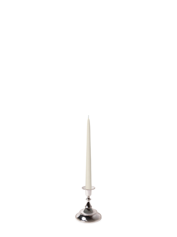 Ivory 25cm Taper Candles with Small Antique Silver Juliette Candle Holders - Set of 12 Pack of 12