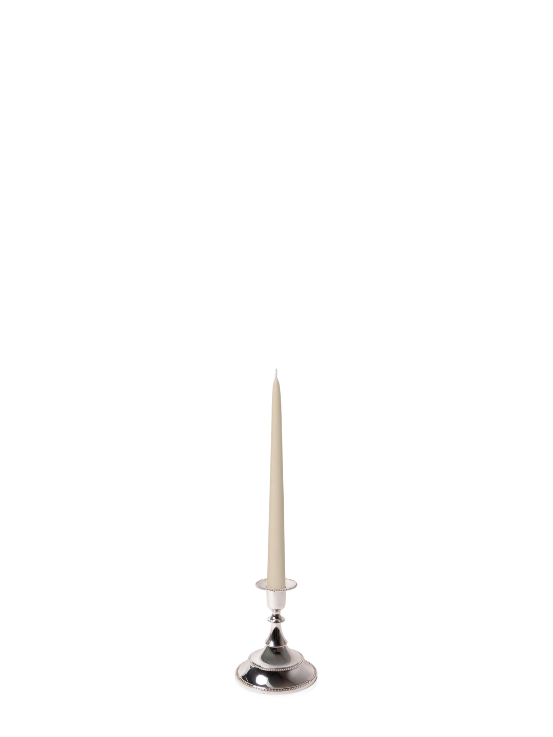 Sandstone 25cm Taper Candles with Small Antique Silver Juliette Candle Holders - Set of 12 Pack of 12