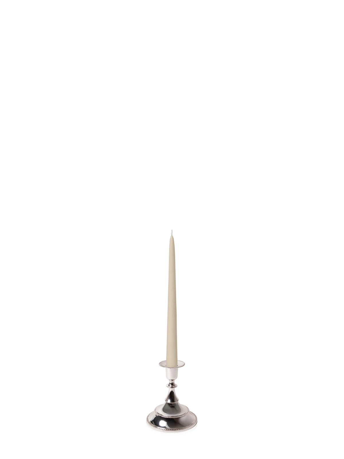 Sandstone 25cm Taper Candles with Small Antique Silver Juliette Candle Holders - Set of 12 Pack of 12