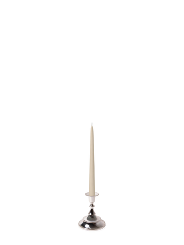 Sandstone 25cm Taper Candles with Small Antique Silver Juliette Candle Holders - Set of 12 Pack of 12