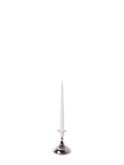 White 25cm Taper Candles with Small Antique Silver Juliette Candle Holders - Set of 12 Pack of 12