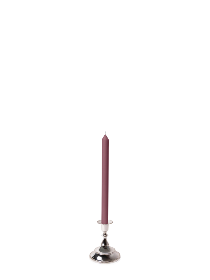 Burgundy 30cm Dinner Candles with Small Antique Silver Juliette Candle Holders - Set of 12 Pack of 12