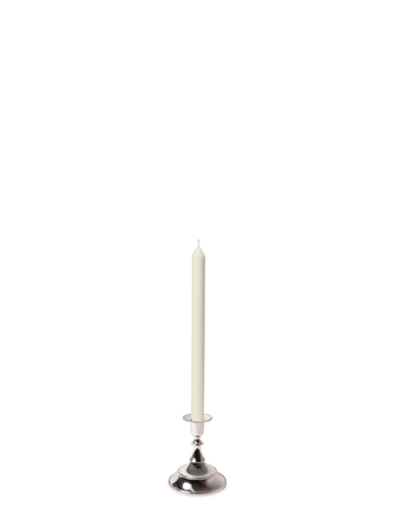 Ivory 30cm Dinner Candles with Small Antique Silver Juliette Candle Holders - Set of 12 Pack of 12