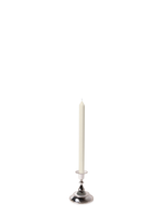 Ivory 30cm Dinner Candles with Small Antique Silver Juliette Candle Holders - Set of 12