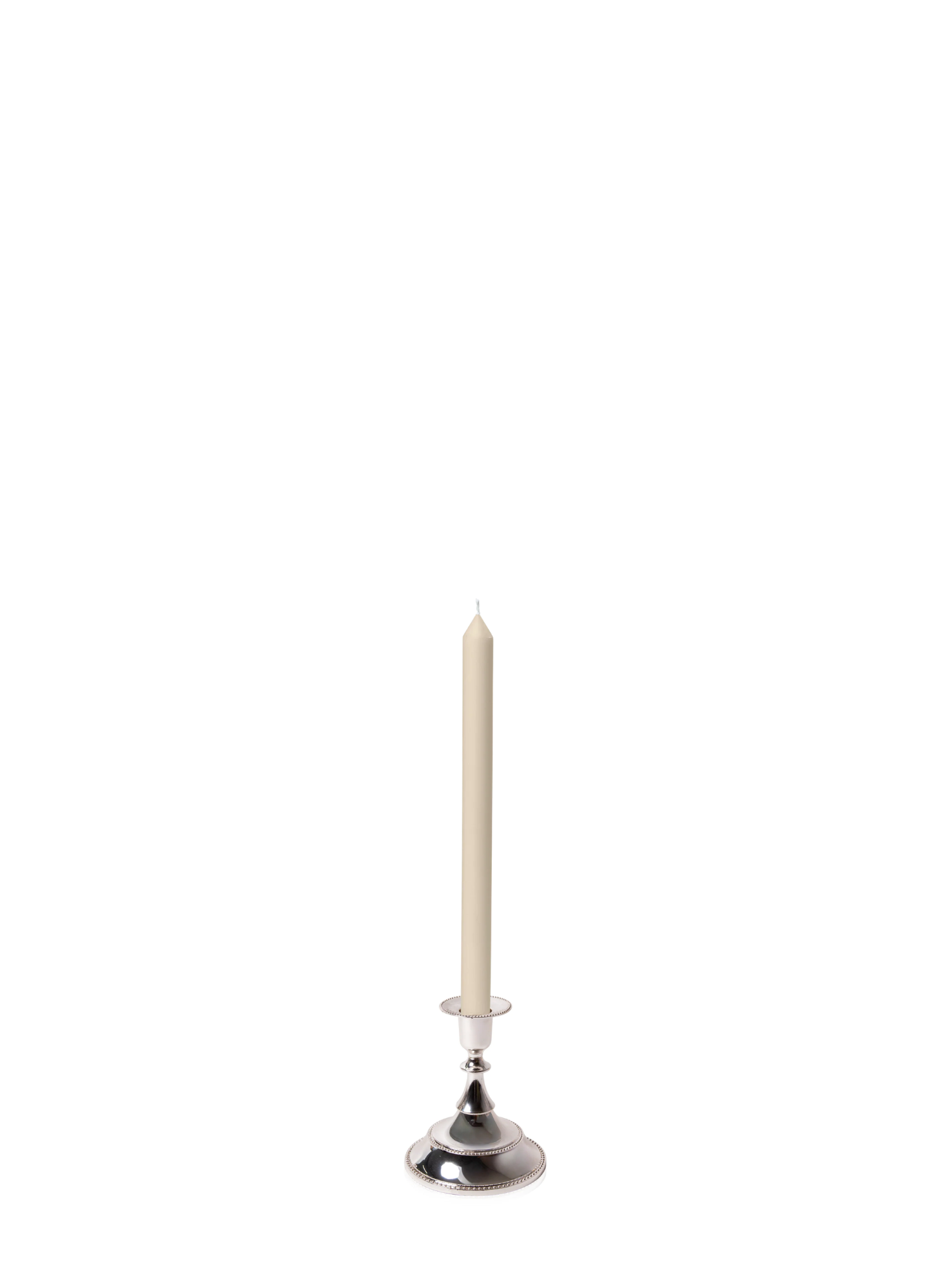 Sandstone 30cm Dinner Candles with Small Antique Silver Juliette Candle Holders - Set of 12 Pack of 12