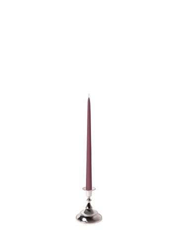 Burgundy 35cm Taper Candles with Small Antique Silver Juliette Candle Holders - Set of 12 Pack of 12