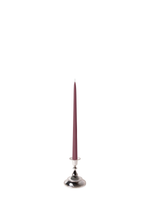 Burgundy 35cm Taper Candles with Small Antique Silver Juliette Candle Holders - Set of 12