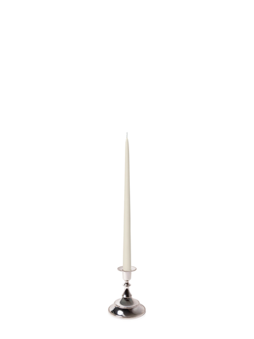 Ivory 35cm Taper Candles with Small Antique Silver Juliette Candle Holders - Set of 12 Pack of 12