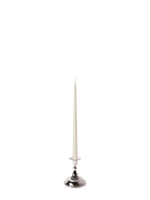 Ivory 35cm Taper Candles with Small Antique Silver Juliette Candle Holders - Set of 12