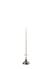 Ivory 35cm Taper Candles with Small Antique Silver Juliette Candle Holders - Set of 12 Pack of 12