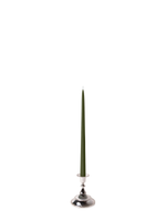 Olive 35cm Taper Candles with Small Antique Silver Juliette Candle Holders - Set of 12