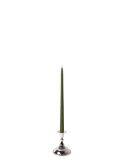 Olive 35cm Taper Candles with Small Antique Silver Juliette Candle Holders - Set of 12 Pack of 12