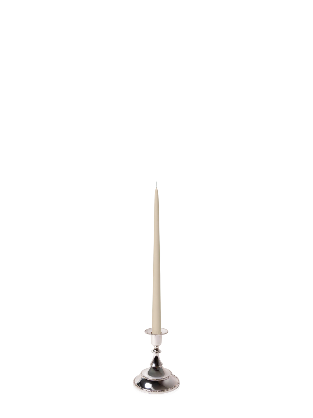 Sandstone 35cm Taper Candles with Small Antique Silver Juliette Candle Holders - Set of 12 Pack of 12