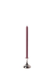 Burgundy 40cm Dinner Candles with Small Antique Silver Juliette Candle Holders - Set of 12 Pack of 12