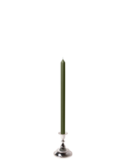 Olive 40cm Dinner Candles with Small Antique Silver Juliette Candle Holders - Set of 12 Pack of 12