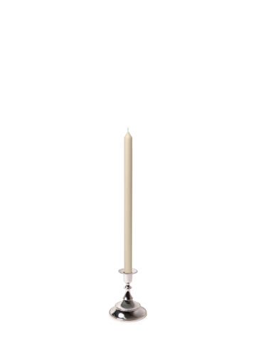 Sandstone 40cm Dinner Candles with Small Antique Silver Juliette Candle Holders - Set of 12 Pack of 12