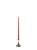 Burgundy 45cm Taper Candles with Small Antique Silver Juliette Candle Holders - Set of 6