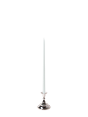 White 45cm Taper Candles with Small Antique Silver Juliette Candle Holders - Set of 6