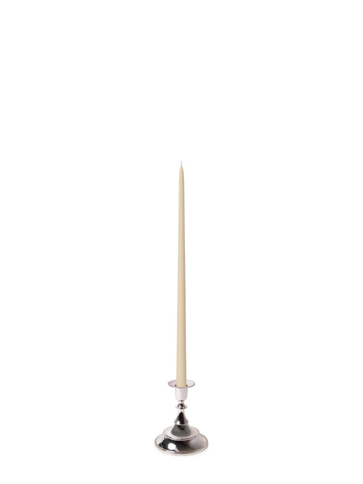 Sandstone 45cm Taper Candles with Small Antique Silver Juliette Candle Holders - Set of 6 Pack of 6
