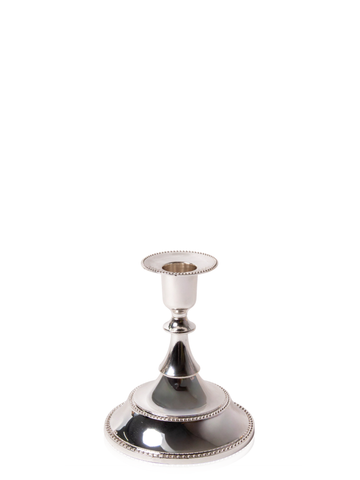 White 31cm LED Taper Candles with Small Antique Silver Juliette Candle Holders - Set of 6
