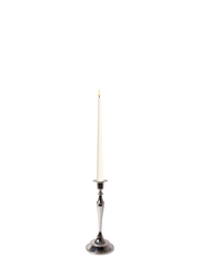 Ivory 31cm LED Taper Candles with Medium Antique Silver Juliette Candle Holders - Set of 6