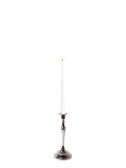 White 31cm LED Taper Candles with Medium Antique Silver Juliette Candle Holders - Set of 6