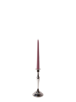 Burgundy 25cm Taper Candles with Medium Antique Silver Juliette Candle Holders - Set of 12