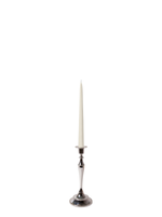 Ivory 25cm Taper Candles with Medium Antique Silver Juliette Candle Holders - Set of 12