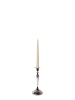 Sandstone 25cm Taper Candles with Medium Antique Silver Juliette Candle Holders - Set of 12