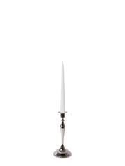 White 25cm Taper Candles with Medium Antique Silver Juliette Candle Holders - Set of 12 Pack of 12