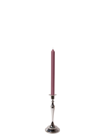 Burgundy 30cm Dinner Candles with Medium Antique Silver Juliette Candle Holders - Set of 12 Pack of 12