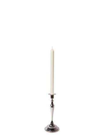 Ivory 30cm Dinner Candles with Medium Antique Silver Juliette Candle Holders - Set of 12 Pack of 12