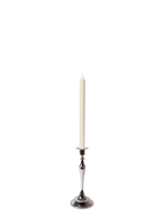 Ivory 30cm Dinner Candles with Medium Antique Silver Juliette Candle Holders - Set of 12