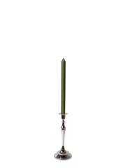 Olive 30cm Dinner Candles with Medium Antique Silver Juliette Candle Holders - Set of 12 Pack of 12