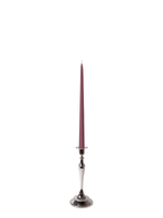 Burgundy 35cm Taper Candles with Medium Antique Silver Juliette Candle Holders - Set of 12
