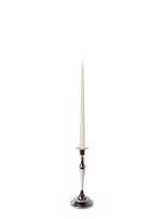 Ivory 35cm Taper Candles with Medium Antique Silver Juliette Candle Holders - Set of 12