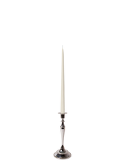 Ivory 35cm Taper Candles with Medium Antique Silver Juliette Candle Holders - Set of 12 Pack of 12