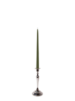 Olive 35cm Taper Candles with Medium Antique Silver Juliette Candle Holders - Set of 12