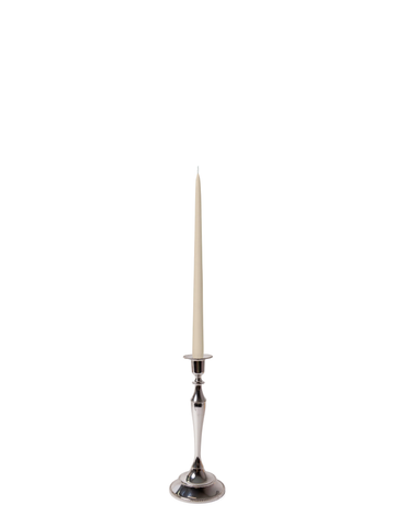 Sandstone 35cm Taper Candles with Medium Antique Silver Juliette Candle Holders - Set of 12 Pack of 12