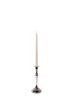 Sandstone 35cm Taper Candles with Medium Antique Silver Juliette Candle Holders - Set of 12