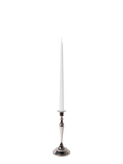 White 35cm Taper Candles with Medium Antique Silver Juliette Candle Holders - Set of 12 Pack of 12
