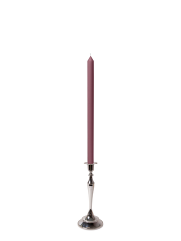 Burgundy 40cm Dinner Candles with Medium Antique Silver Juliette Candle Holders - Set of 12 Pack of 12