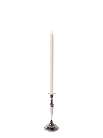 Ivory 40cm Dinner Candles with Medium Antique Silver Juliette Candle Holders - Set of 12 Pack of 12