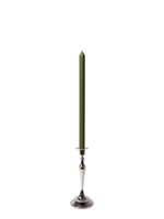 Olive 40cm Dinner Candles with Medium Antique Silver Juliette Candle Holders - Set of 12