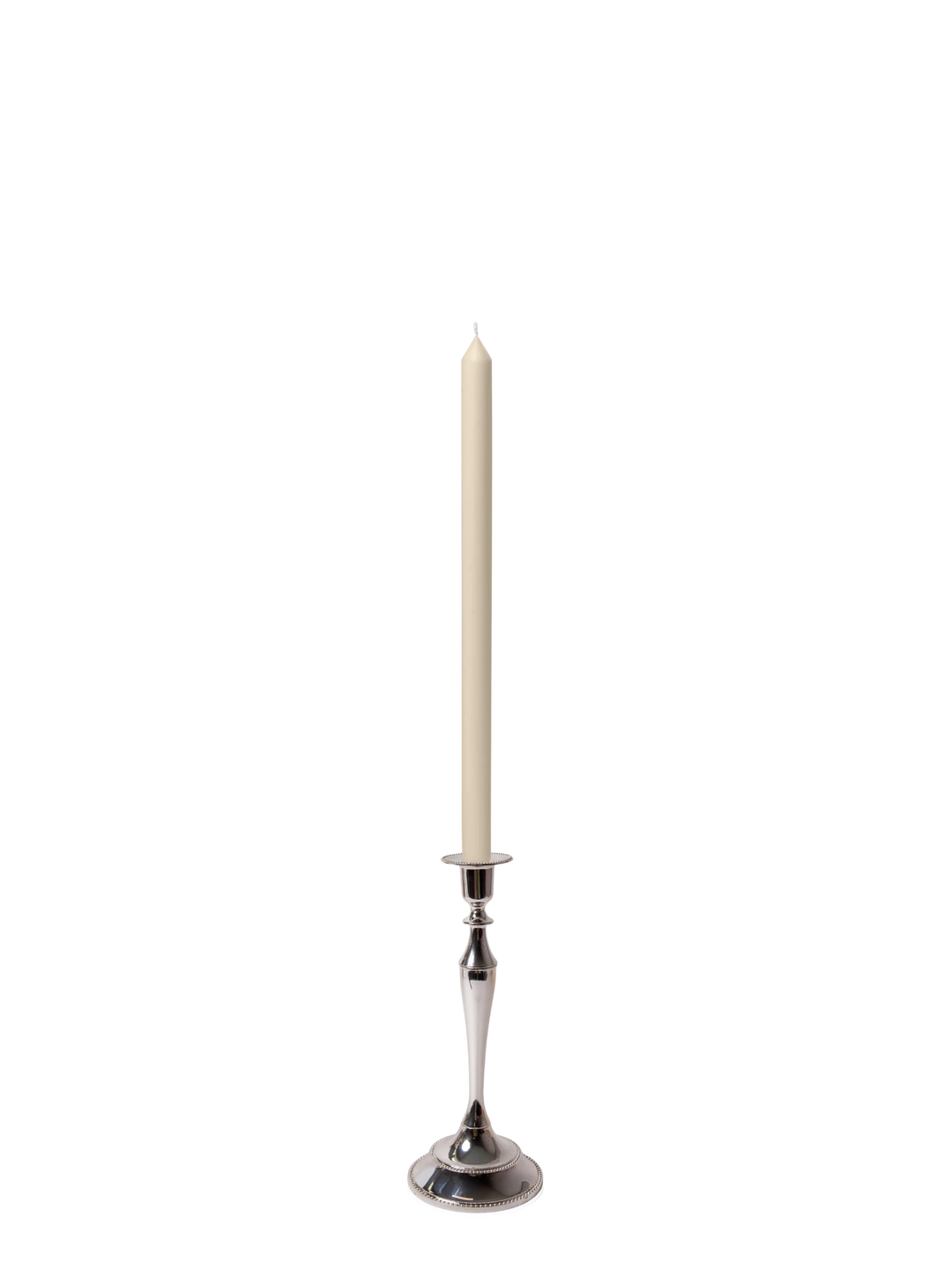 Sandstone 40cm Dinner Candles with Medium Antique Silver Juliette Candle Holders - Set of 12 Pack of 12
