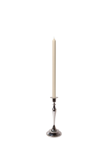 Sandstone 40cm Dinner Candles with Medium Antique Silver Juliette Candle Holders - Set of 12 Pack of 12