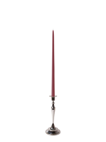 Burgundy 45cm Taper Candles with Medium Antique Silver Juliette Candle Holders - Set of 6 Pack of 6